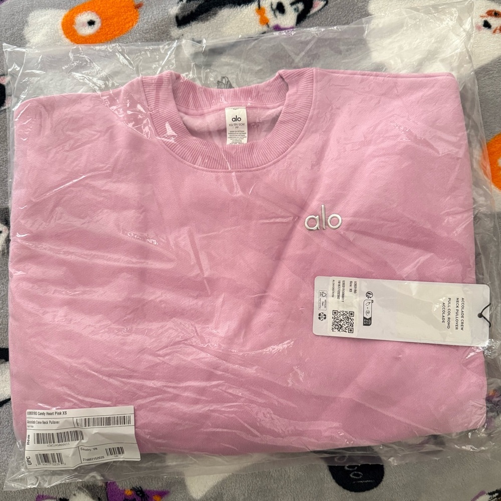 ALO Yoga 🩷 Accolade Crew Neck Pullover Candy Heart Pink XS NWT - Picture 6 of 6